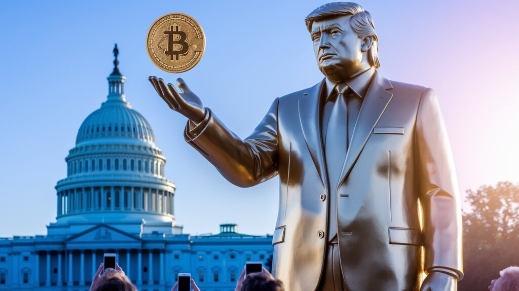 Trump Bitcoin Statue