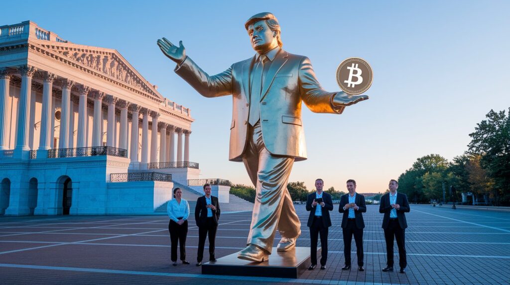 Trump Bitcoin Statue