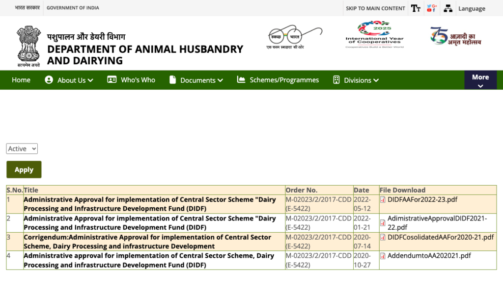 Dairy Processing Infrastructure Development Fund