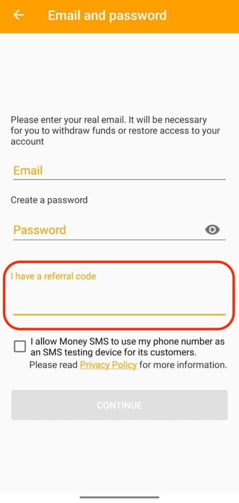 MoneySMS Referral Code
