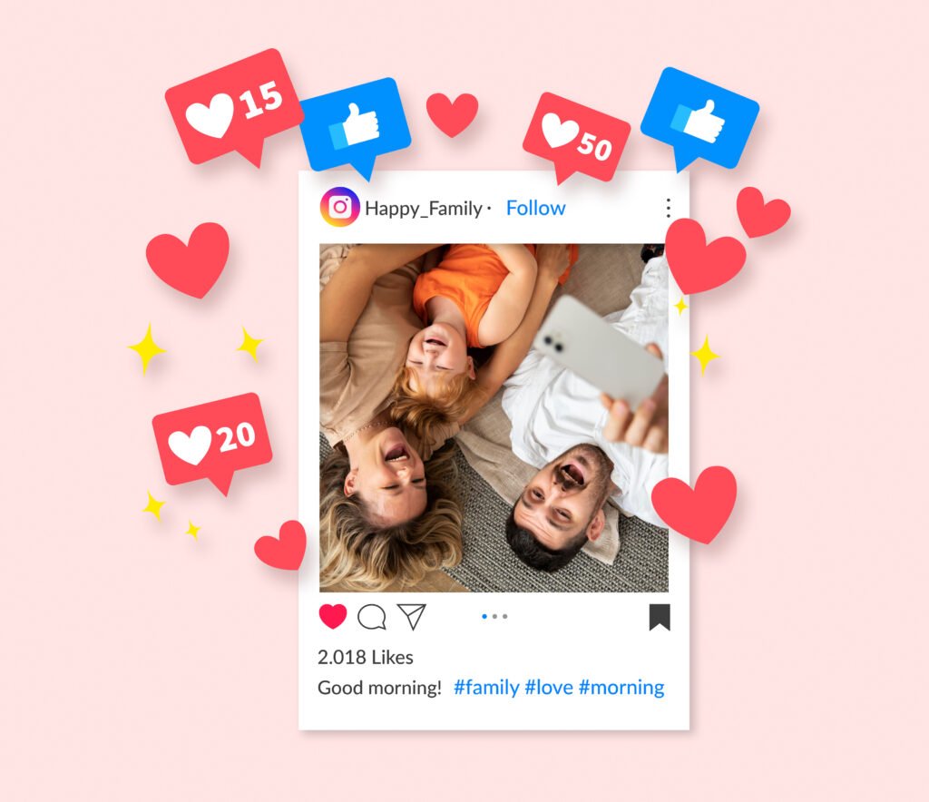 social media concept with emojis icons