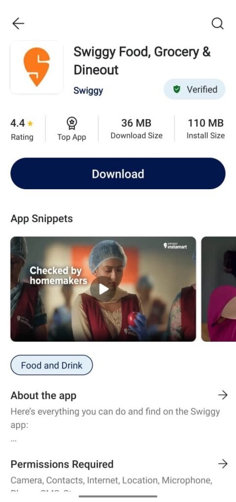 Indus App Swiggy