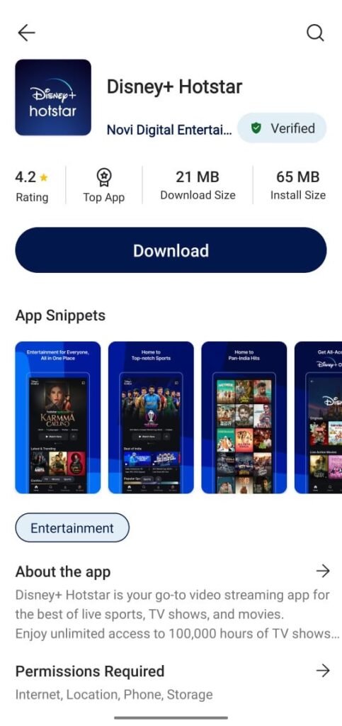 Indus App Disney+ Hotstar