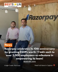 Razorpay celebrates its 10th anniversary by granting ESOPs worth Rs 1 lakh each to over 3,000 employees - a milestone in empowering its team!